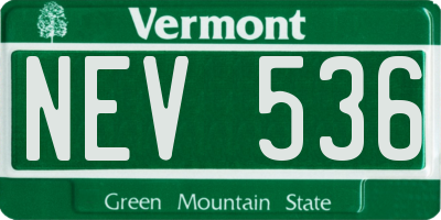 VT license plate NEV536