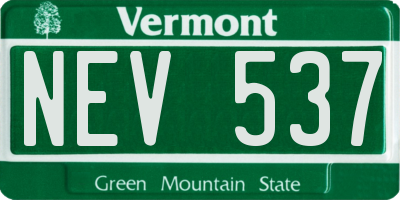 VT license plate NEV537