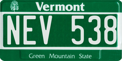 VT license plate NEV538