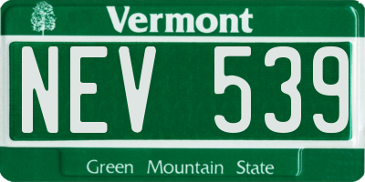VT license plate NEV539