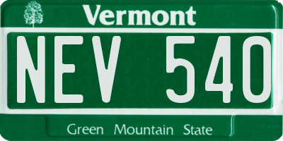 VT license plate NEV540