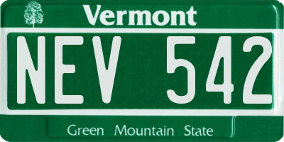 VT license plate NEV542