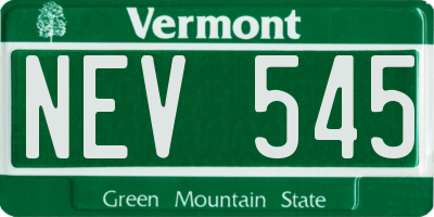VT license plate NEV545