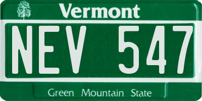 VT license plate NEV547