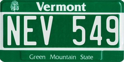 VT license plate NEV549