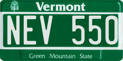 VT license plate NEV550