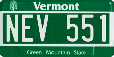 VT license plate NEV551