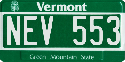 VT license plate NEV553