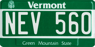 VT license plate NEV560