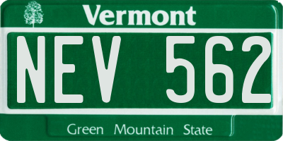 VT license plate NEV562