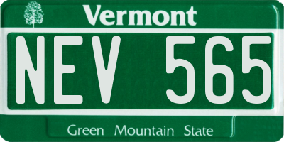 VT license plate NEV565