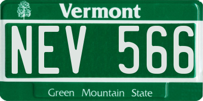 VT license plate NEV566