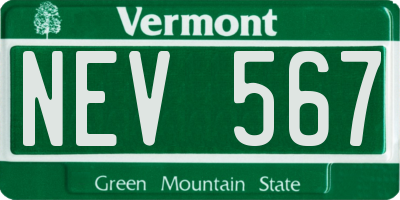VT license plate NEV567