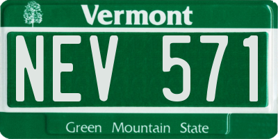 VT license plate NEV571
