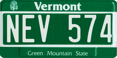 VT license plate NEV574