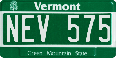 VT license plate NEV575