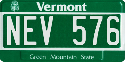 VT license plate NEV576