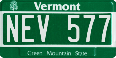 VT license plate NEV577