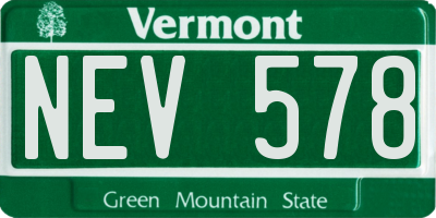 VT license plate NEV578