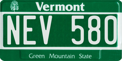 VT license plate NEV580