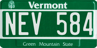 VT license plate NEV584