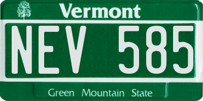 VT license plate NEV585