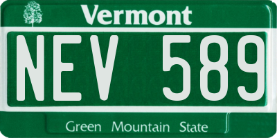 VT license plate NEV589