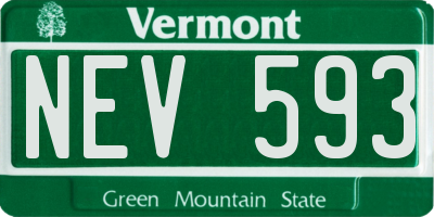 VT license plate NEV593
