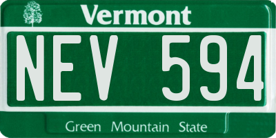 VT license plate NEV594