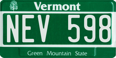 VT license plate NEV598