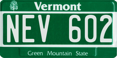 VT license plate NEV602