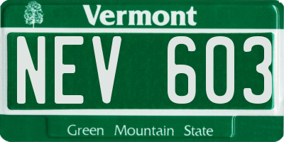 VT license plate NEV603