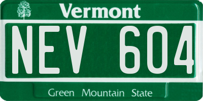 VT license plate NEV604