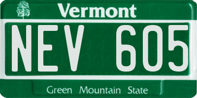 VT license plate NEV605