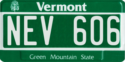 VT license plate NEV606