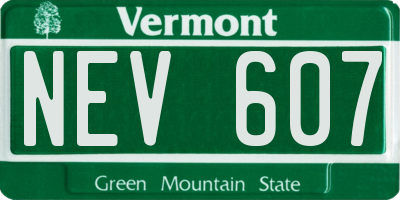 VT license plate NEV607