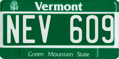 VT license plate NEV609