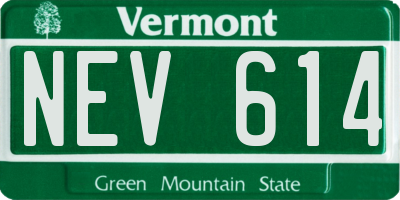 VT license plate NEV614
