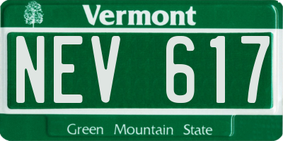 VT license plate NEV617