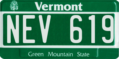 VT license plate NEV619