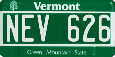 VT license plate NEV626