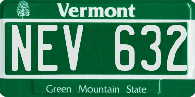 VT license plate NEV632