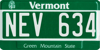 VT license plate NEV634