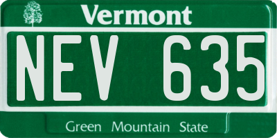 VT license plate NEV635