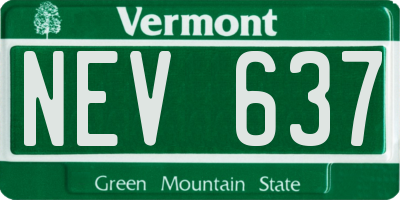 VT license plate NEV637