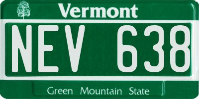 VT license plate NEV638