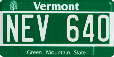 VT license plate NEV640