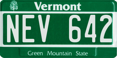 VT license plate NEV642
