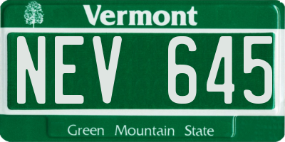 VT license plate NEV645