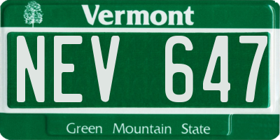 VT license plate NEV647